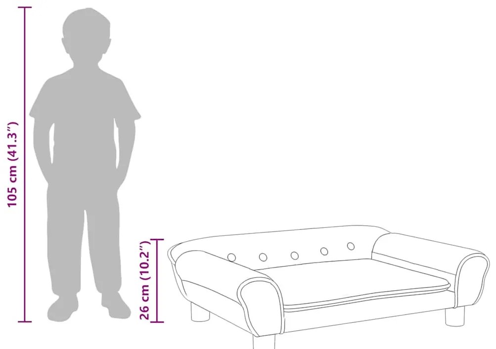 barna bársony gyerekkanapé 70 x 45 x 26 cm