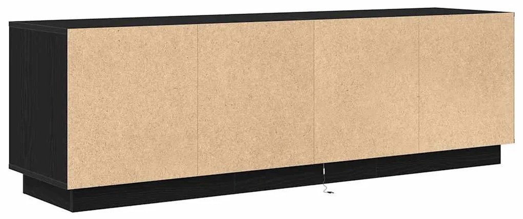 fekete TV-szekrény LED-világítással 160,5x41x50 cm
