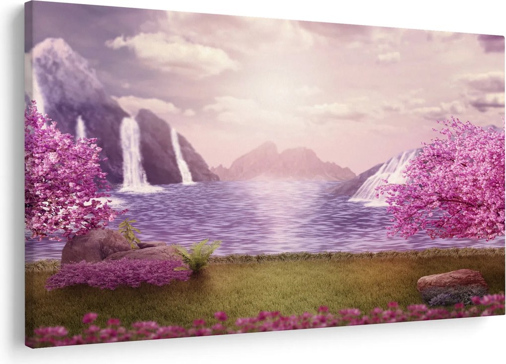 Rózsaszín fák képe fóval (90x60 cm)