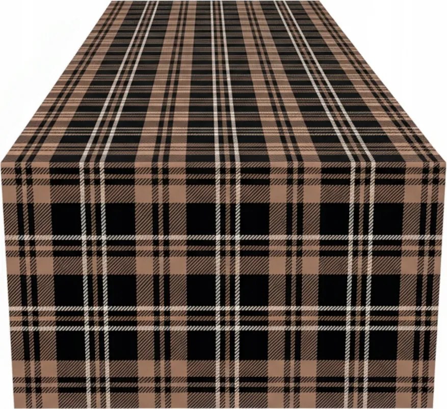 Kockás velúr futópad 40x140 cm asztalra padra velvet velúr Kockás Bézs