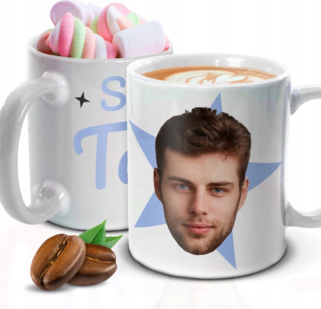 Bögre Fehér 330ml Az Ön fényképe Arcok Ajándék Szuper Apa Név Varázsló