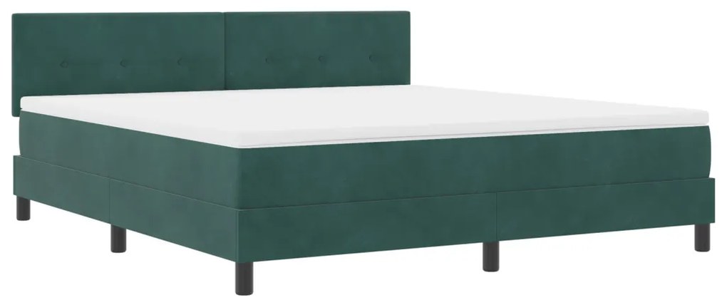 Boxspring ágy matraccal és LED világítással Sötét zöld 180x200 cm Bársony
