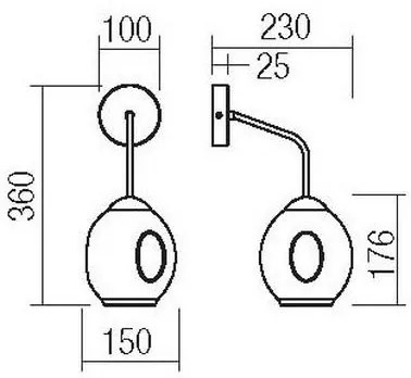 Redo 01-2618 - Fali lámpa PIERCE 1xE27/42W/230V fekete/füstös