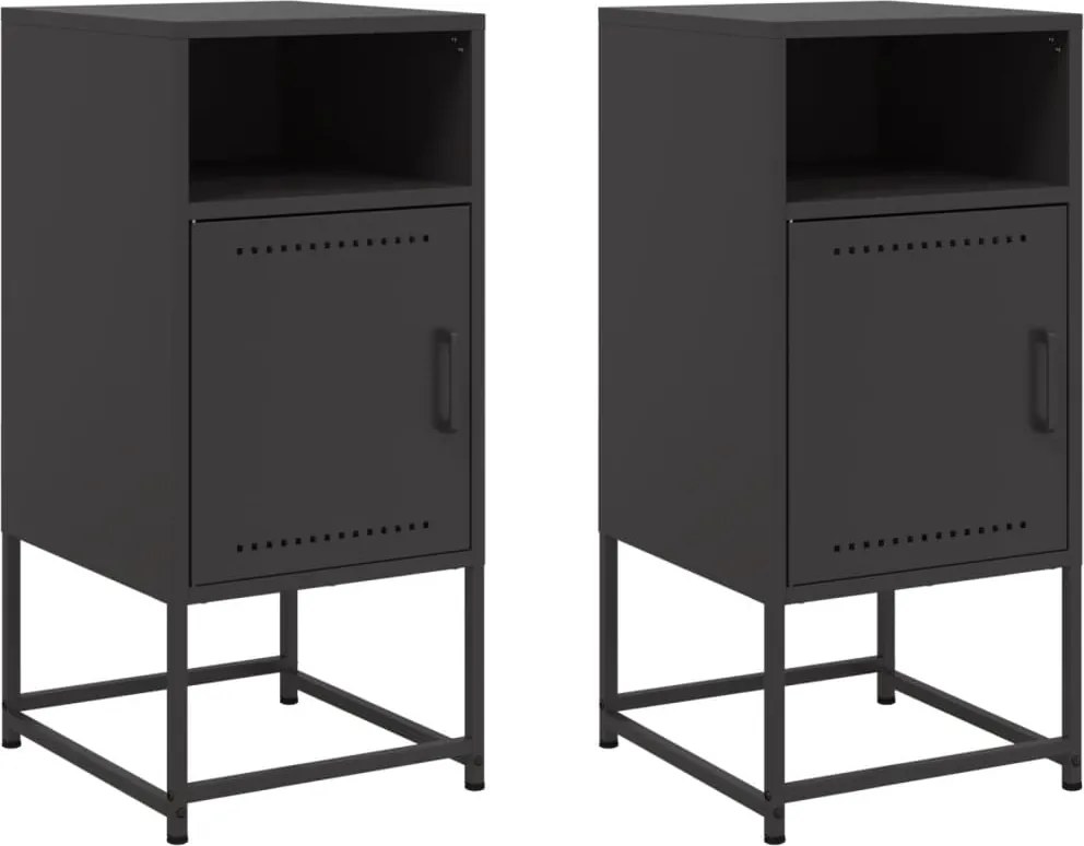 vidaXL 2 db fekete acél éjjeliszekrény 36 x 39 x 78 cm