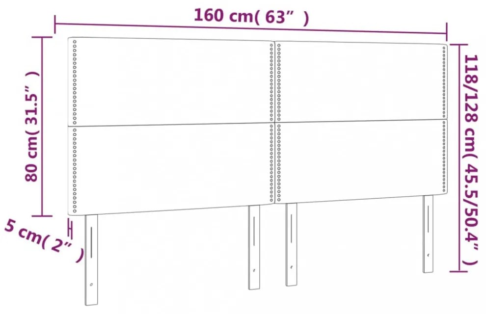 fekete bársony LED-es fejtámla 160x5x118/128 cm