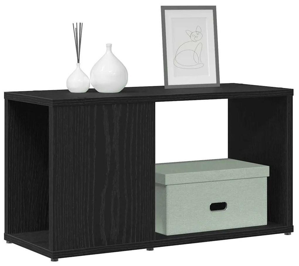 fekete tölgy színű szerelt fa TV-szekrény 60x24x32 cm