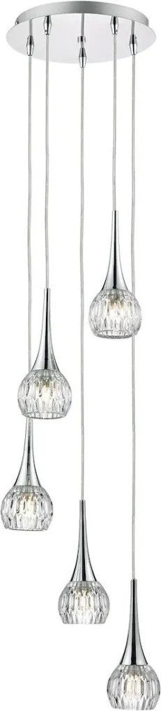 DAR LIGHTING LYA0550 LYALL Többágú Függesztett Lámpa Csiszolt Króm, Átlátszó G9 IP20