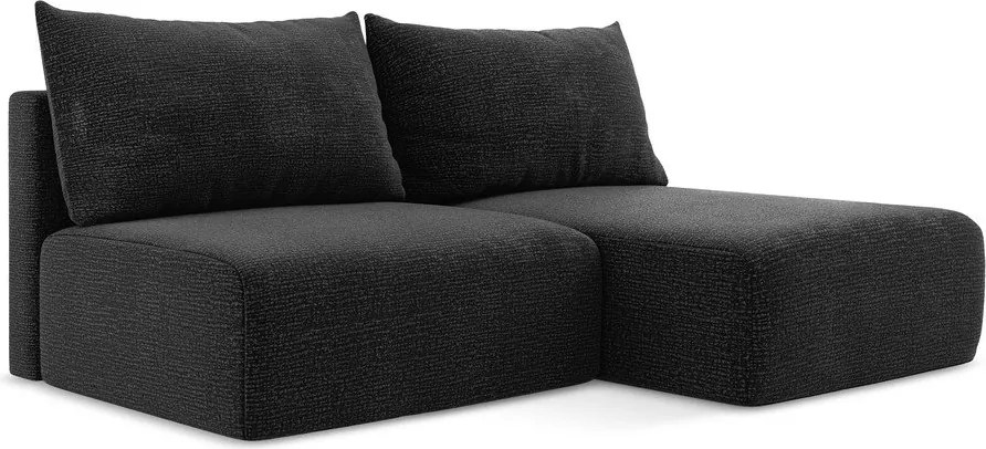 Fekete kinyitható-tárolóhelyes sarokkanapé (jobb oldali) Kalena – Makamii