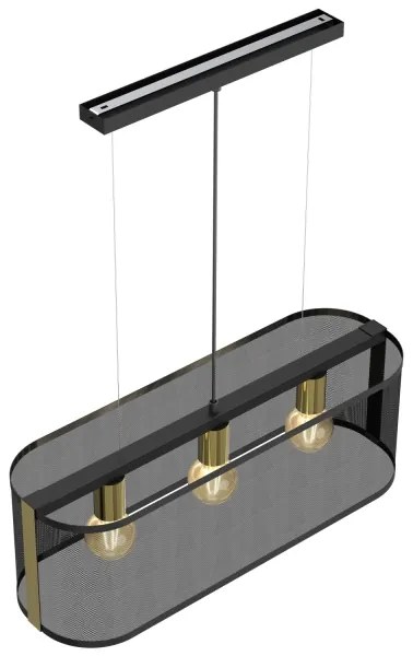 Csillár zsinóron KAGA 3xE27/60W/230V fekete/arany