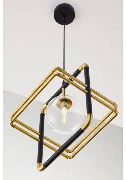 Jupiter 2028 - Csillár zsinóron FIORI 1xG9/10W/230V fekete/arany/átlátszó