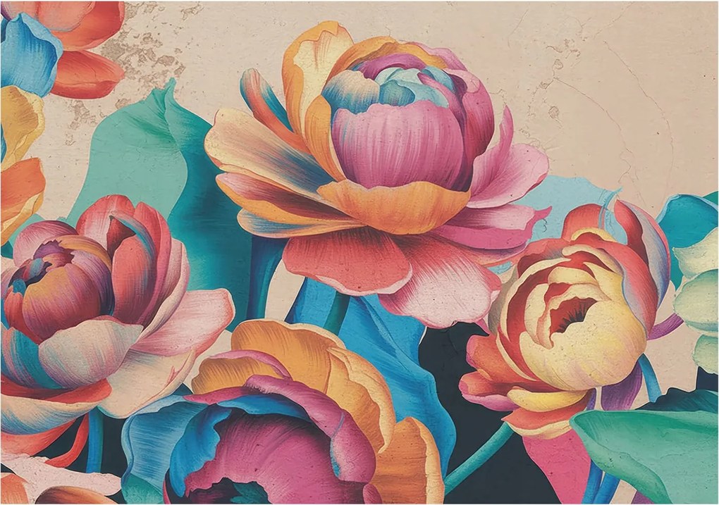 Divatos 3D Fali Tapéta Virágos harmónia 312x219 Ragasztóval