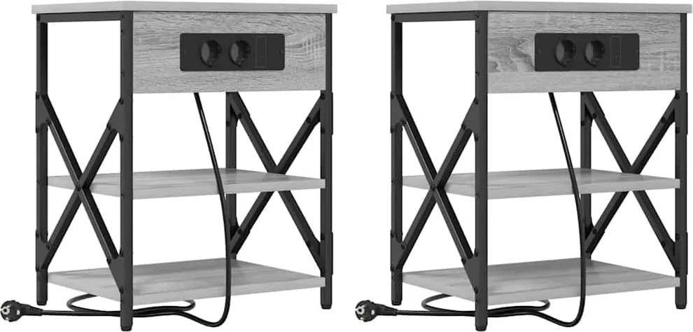 vidaXL Éjjeliszekrény 2 pcs Szürke Sonoma 41 x 31 x 51 cm Faanyag