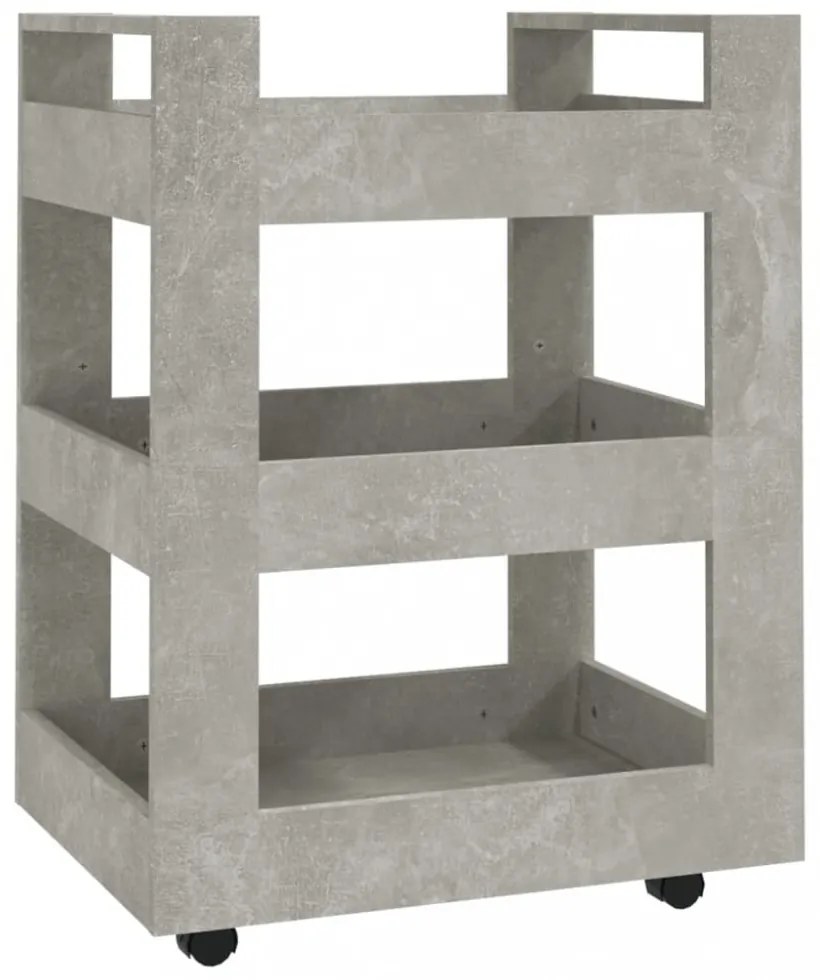 betonszürke szerelt fa zsúrkocsi 60 x 45 x 80 cm