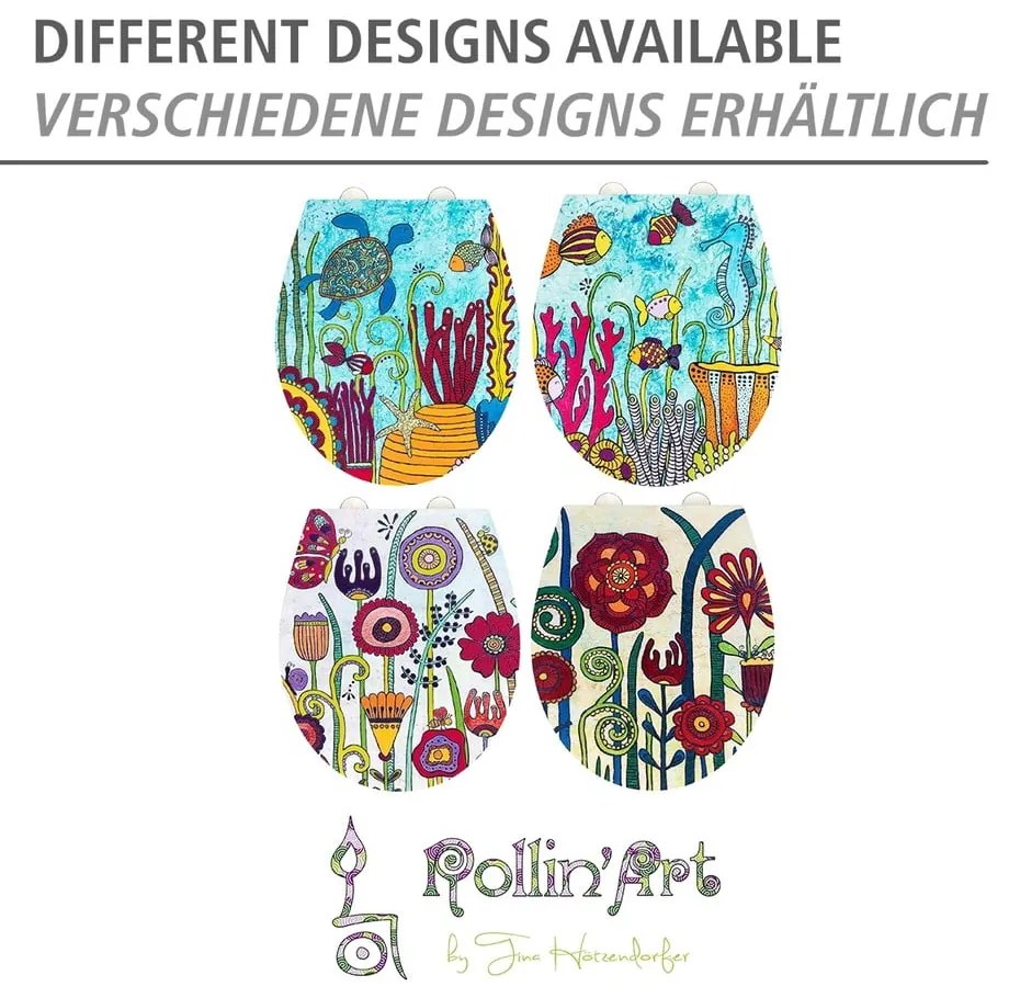 WC-ülőke automatikus záródással 37 x 44,5 cm Rollin'Art Full Bloom – Wenko