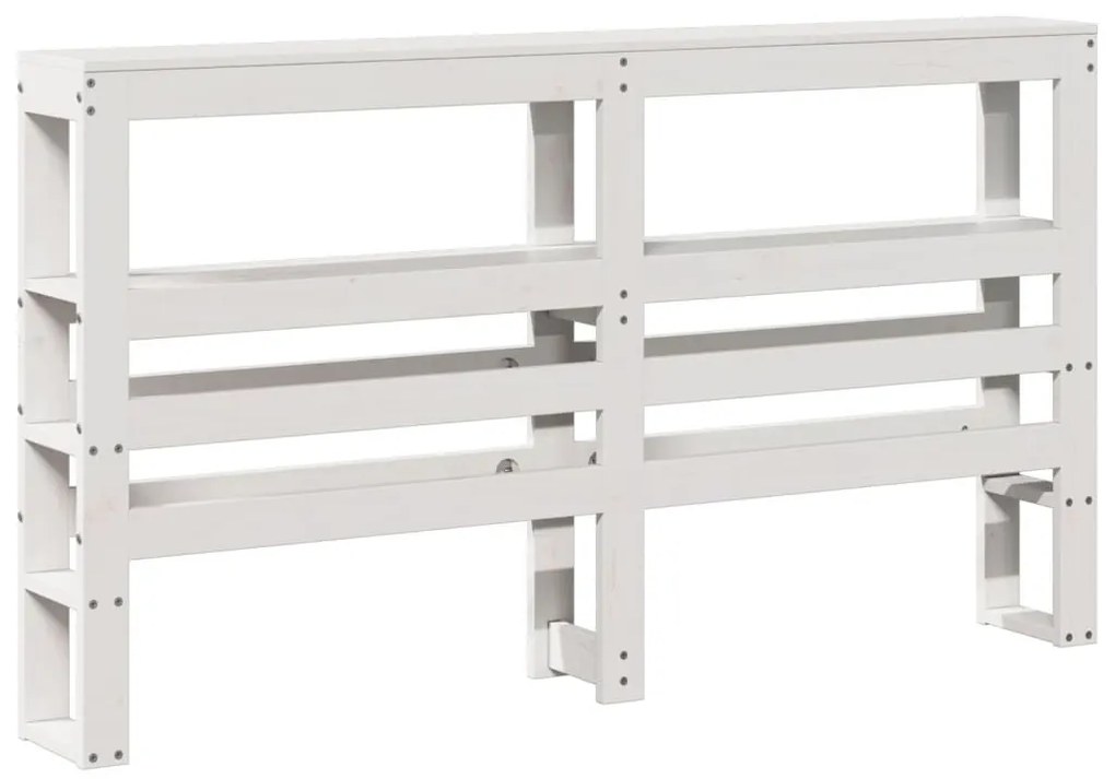 fehér tömör fenyőfa fejtámla polcokkal 120 cm