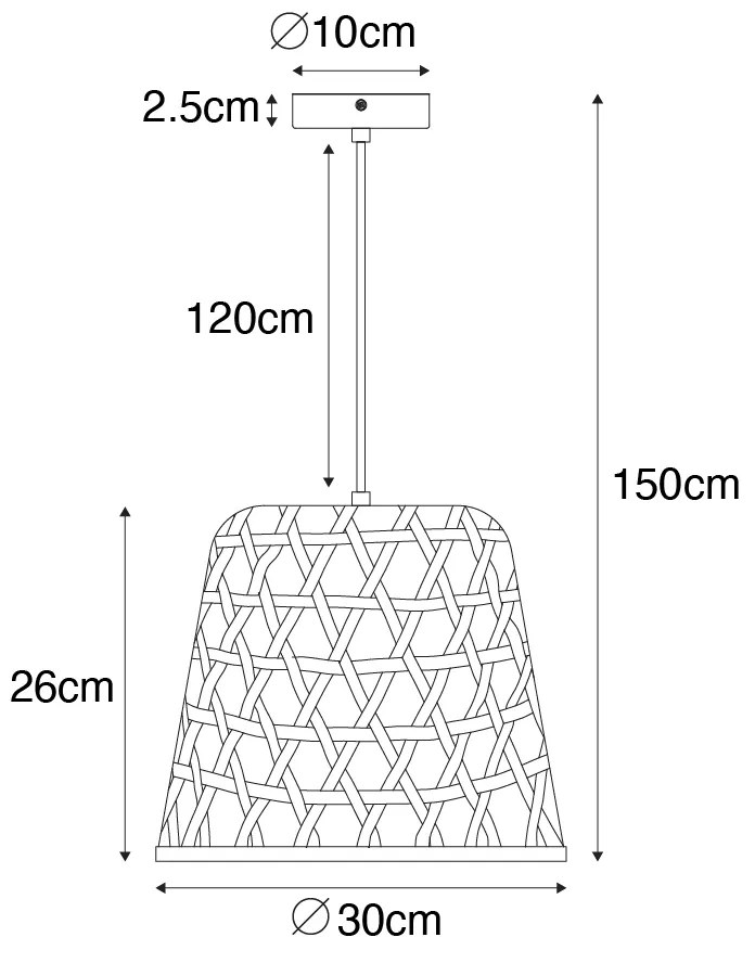 Keleti függőlámpa fekete bambusszal - Rayan