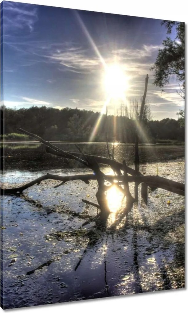 Vászonkép 70x100 Naplemente a tóparton