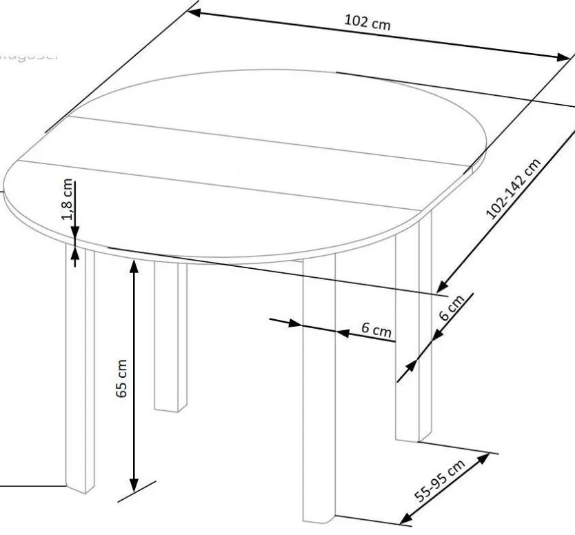 Ringo étkezőasztal kasmír/fekete 102-142cm