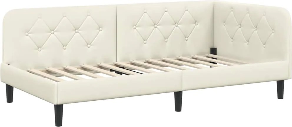 vidaXL Sarokágy keret fejtámlával Krém 90 x 190 cm Bársony