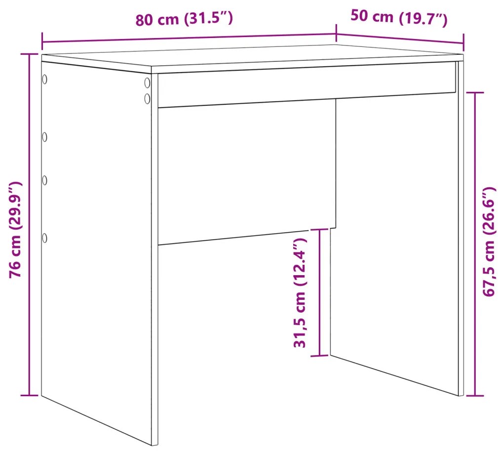 Íróasztal Beton Szürke 80x50x76 cm Mérnöki Fa