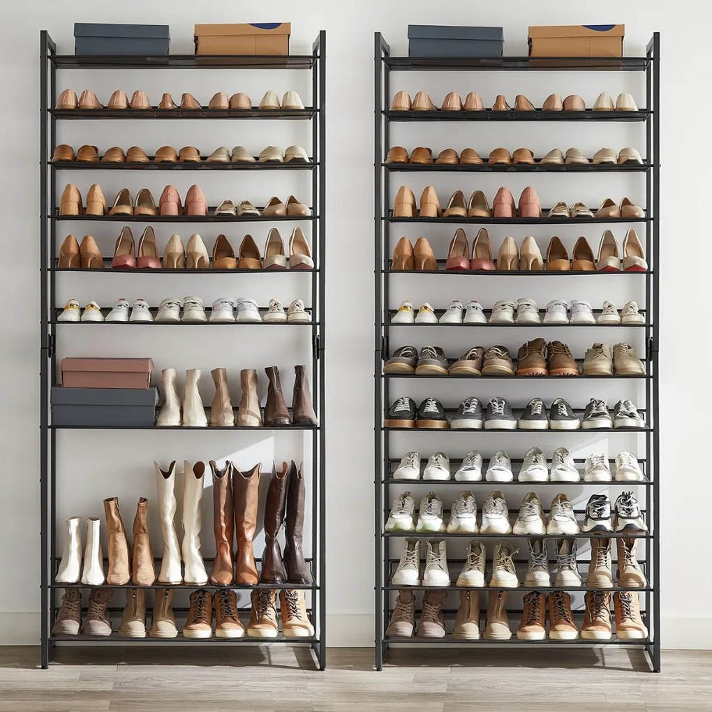 IDA halmozható cipőállvány, 12 polc, 92,5x31x223cm, fekete Jurhan