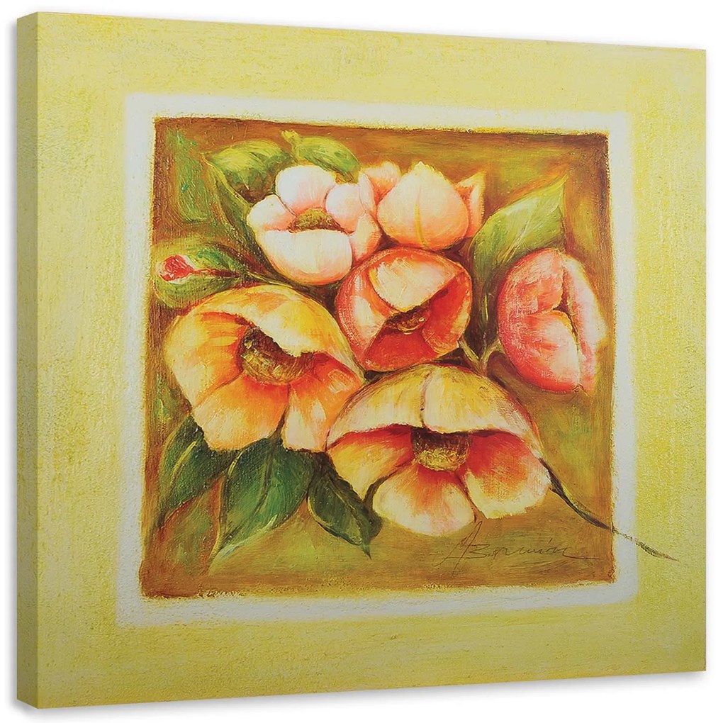 Gario Vászonkép Hat rózsaszín virág Méret: 30 x 30 cm
