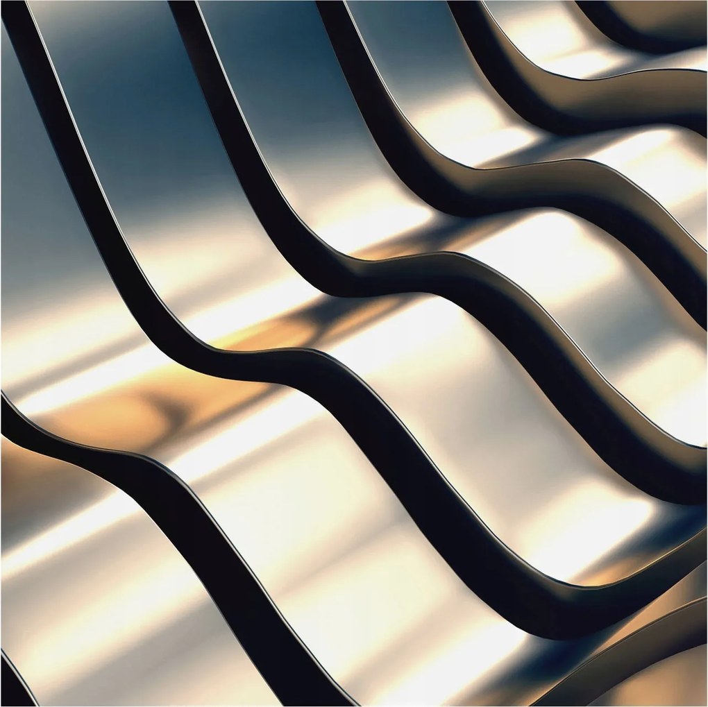 Fotótapéta Flizelina Nappali és Hálószoba Irodába Fém hullámok 250x250 Ragasztó