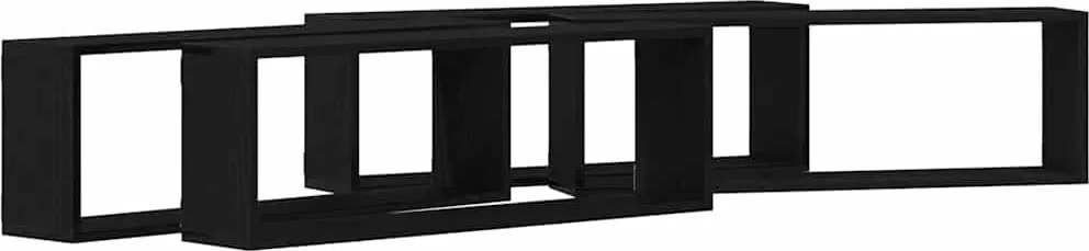 vidaXL Falpolcok polcokkal 4 pcs Fekete tölgy 80 x 15 x 26 cm Faanyag