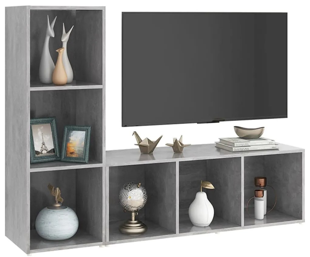 2 db betonszürke szerelt fa TV-szekrény 107 x 35 x 37 cm