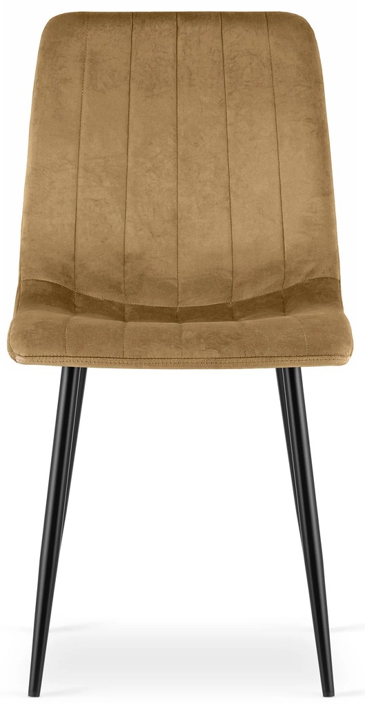 Barna bársony szék LAVA fekete lábakkal