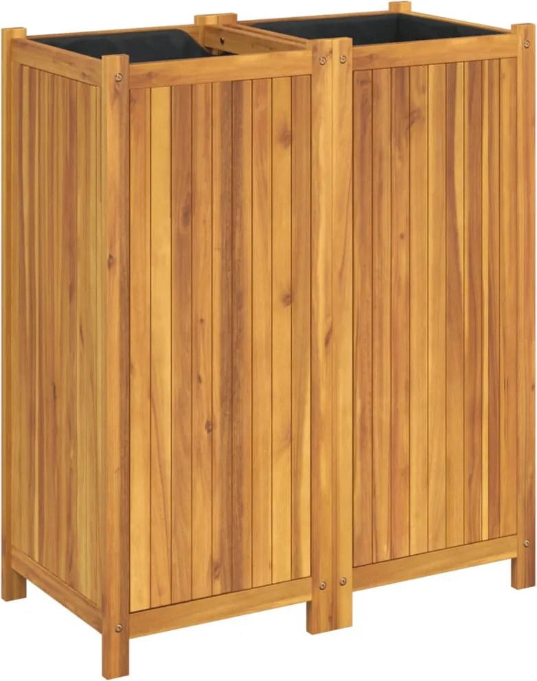 vidaXL tömör akácfa kerti virágtartó béléssel 84 x 42 x 100 cm