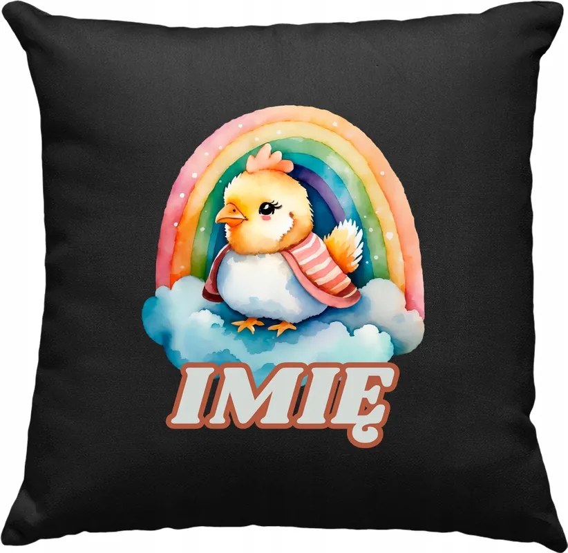 Gyerek párna Szivárvány Csirke +Név Fekete
