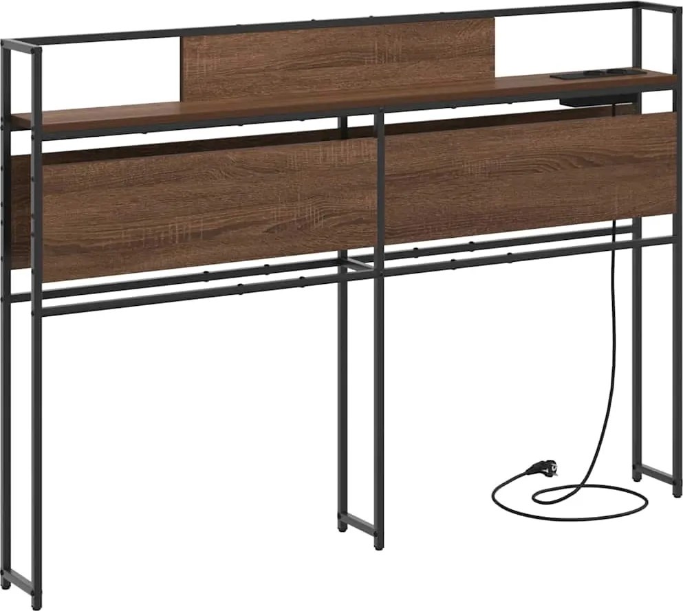 vidaXL Tároló fejtámla polcokkal tárolóval barna tölgy 120 cm Faanyag