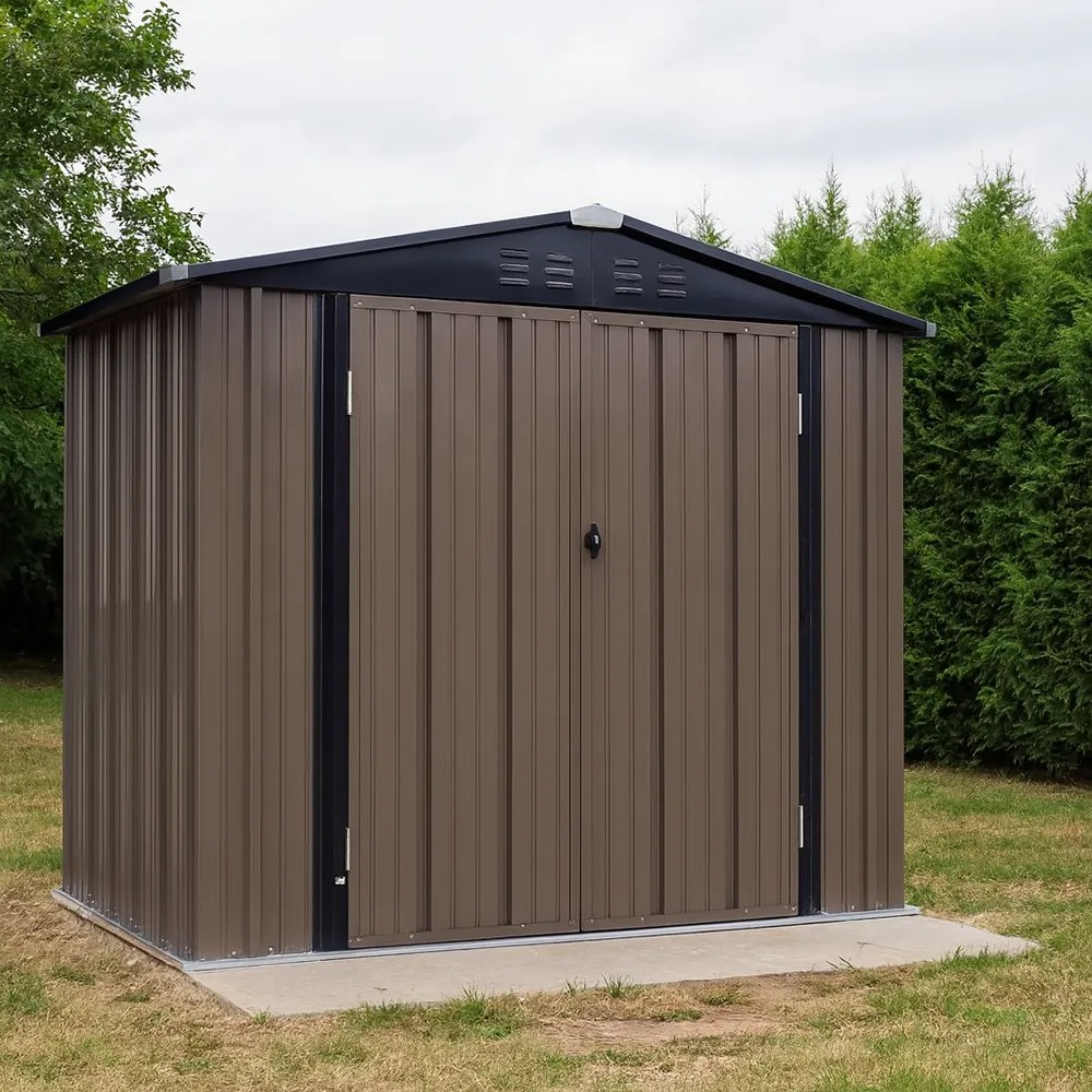 Pléh kerti szerszámos ház, barna/antracit, 2x1,3 m, RADOL