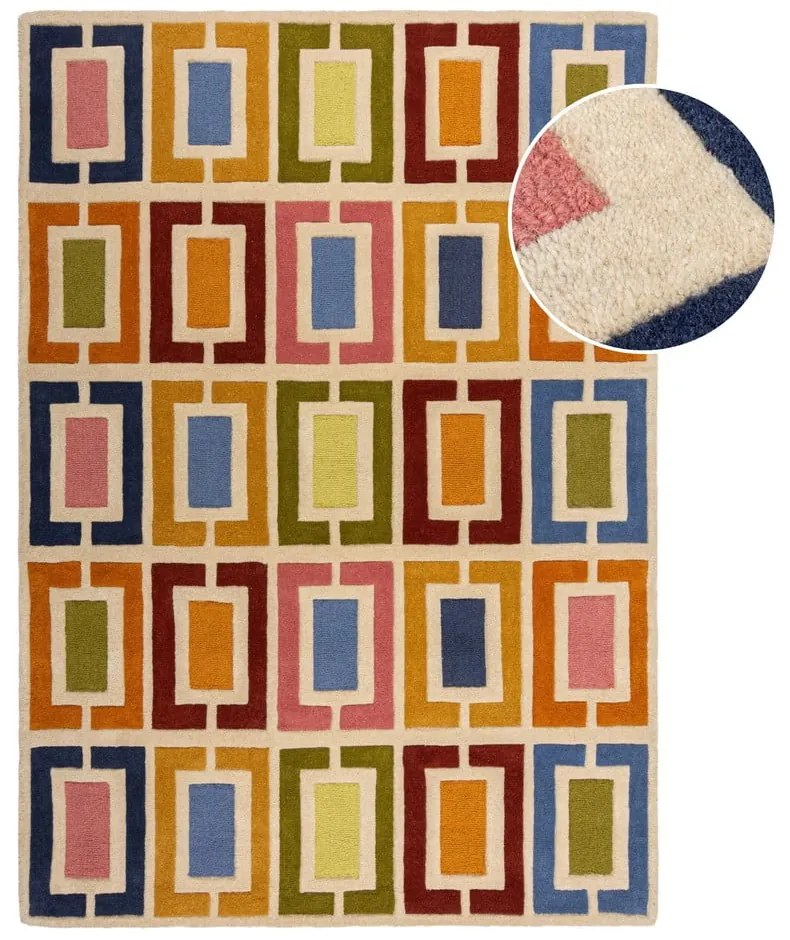 Kézi szövésű gyapjú szőnyeg 120x170 cm Retro Blocks – Flair Rugs