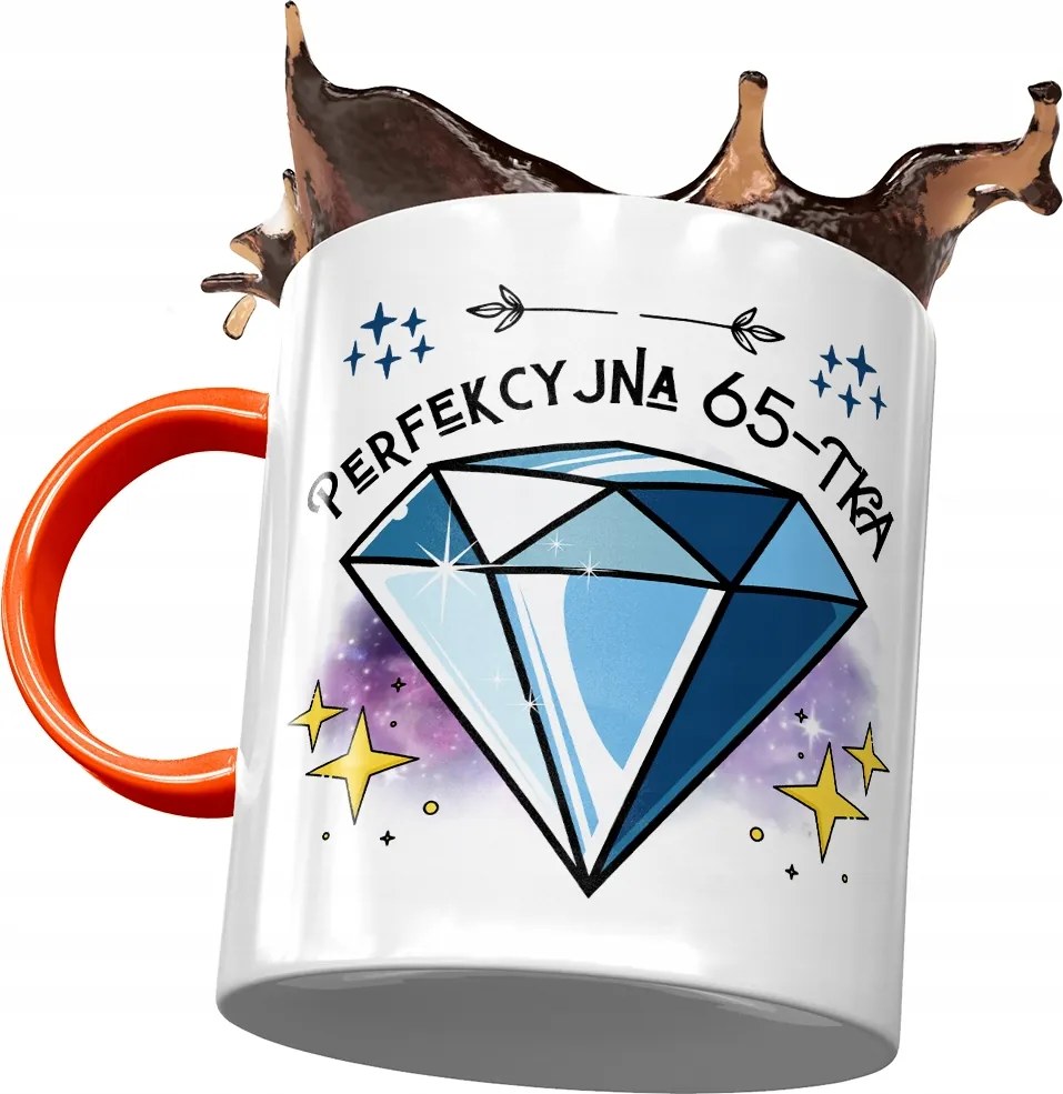 Narancssárga bögre Születésnapra 65 65-es 65-ös, fényképes nyomattal