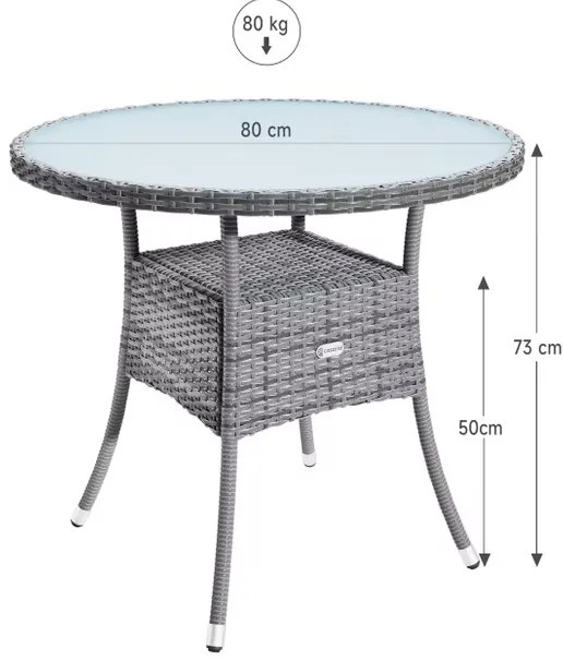 Deuba Rattan asztal Ø80 cm - szürke