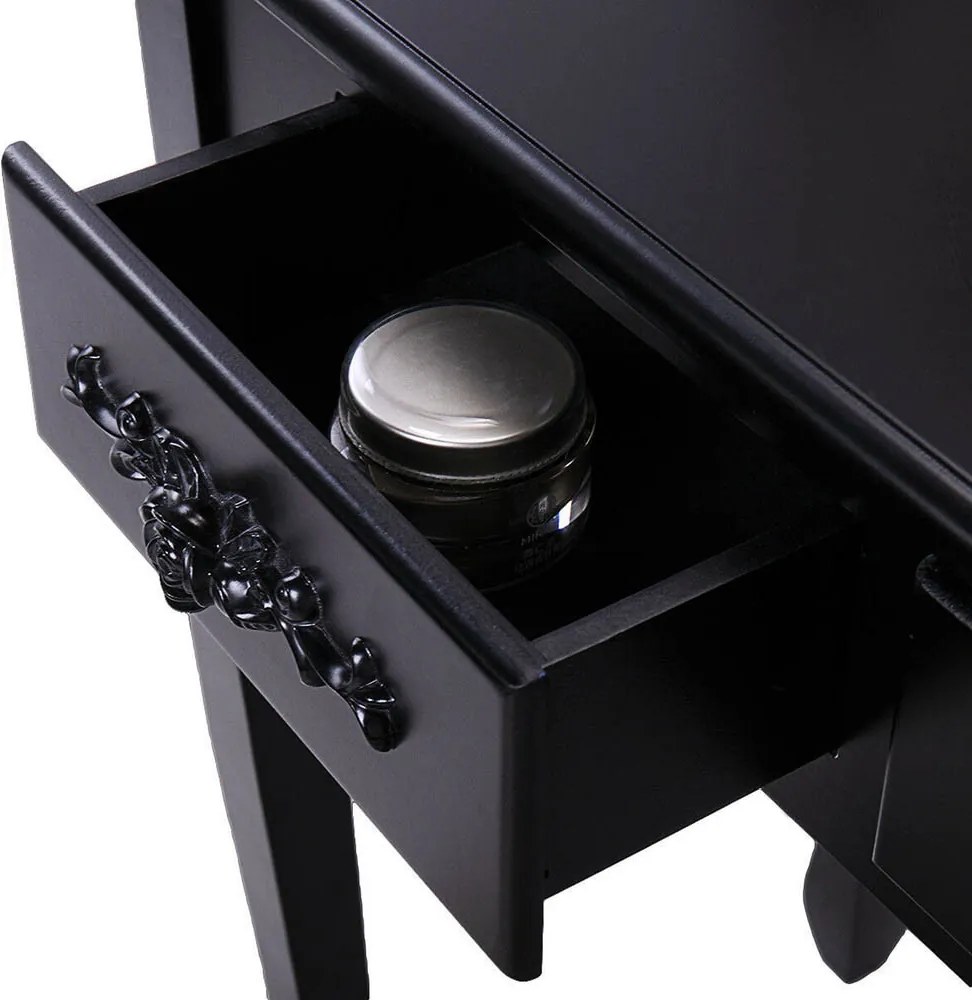 Tükrös fésülködő asztal székkel, Rome több színben-fekete