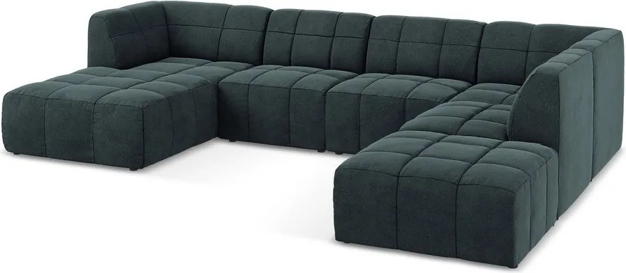 Kék bársony (U alakú) sarokkanapé Aloha – Makamii