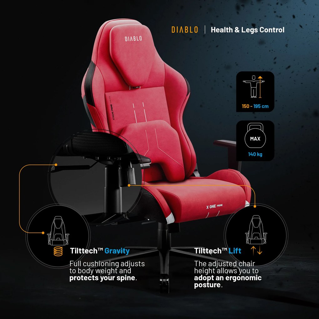 Gamer szék Normal Size, piros-fekete: Diablo X-One Prime Bloody Mary