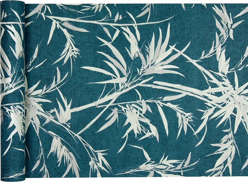 orientális tapéta Minta Bambuszok kék háttérrel