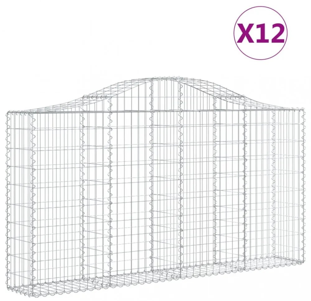 12 db íves horganyzott vas gabion kosár 200x30x100/120 cm