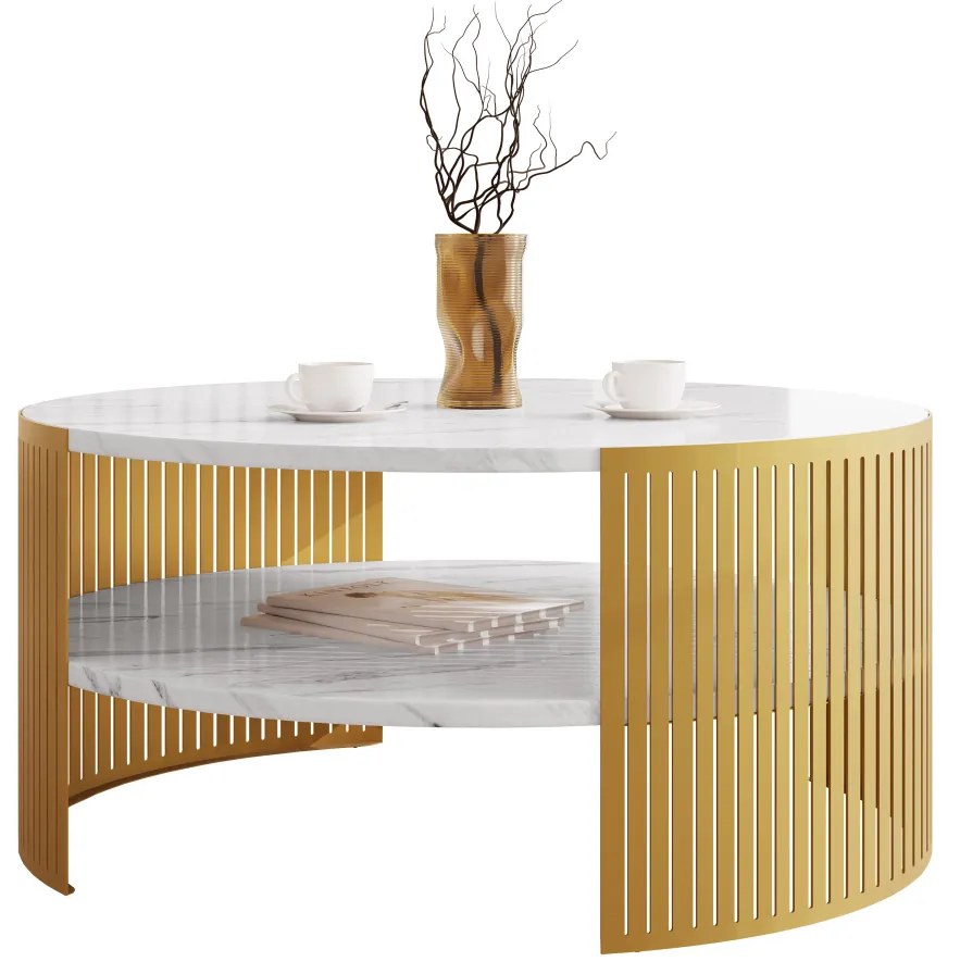 Dohányzóasztal Zentono Gold (arany + fehér márvány) . 1103775