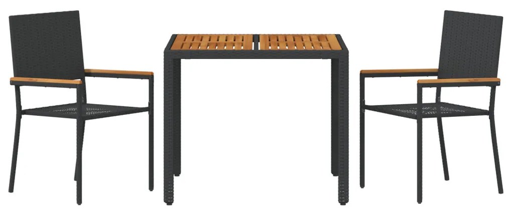 Kert étkező szett 3 pcs Fekete és Barna 90 x 90 x 75 cm