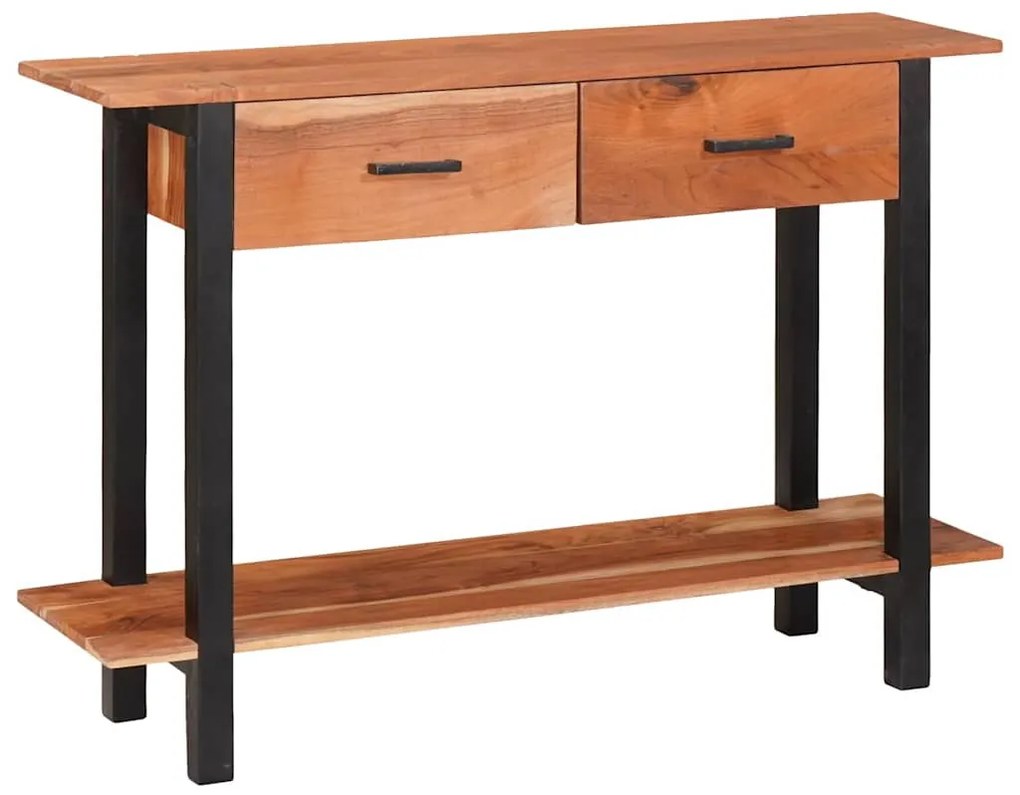 Konzolasztal fiókkal Barna 110 x 30 x 75 cm tömör akácfa