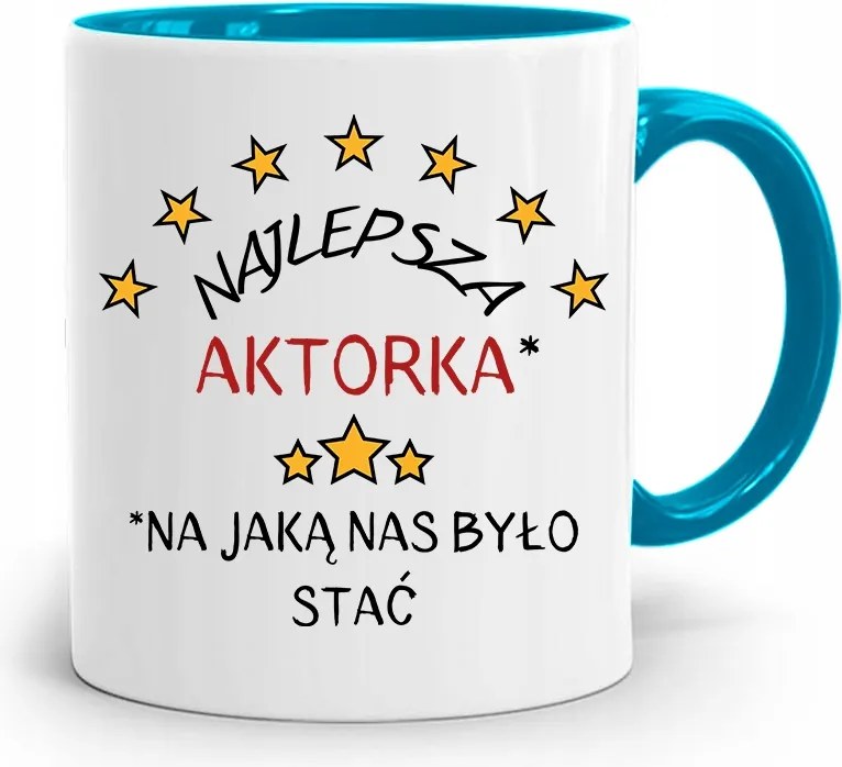 Színésznőnek Bögre Kék Születésnapi Ajándék fényképes nyomtatással