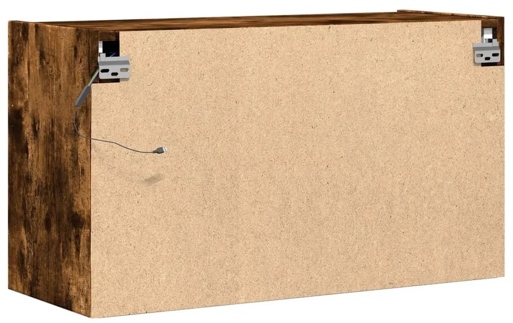 füstös tölgy színű fali TV-szekrény LED-ekkel 80x31x45 cm