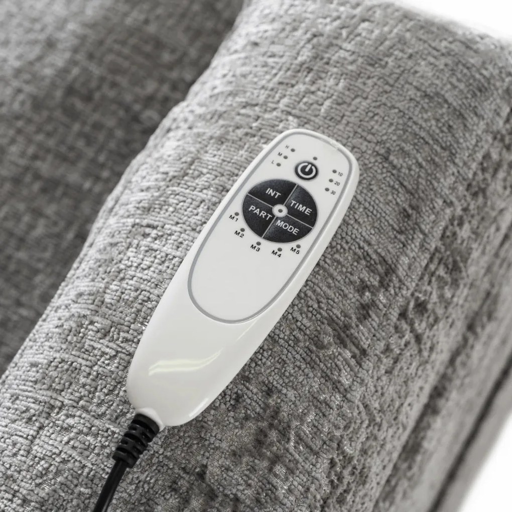Elektromosan Vezérelhető Masszázsfunkciós Relaxfotel Szürke Bársony Kárpittal. BOX2