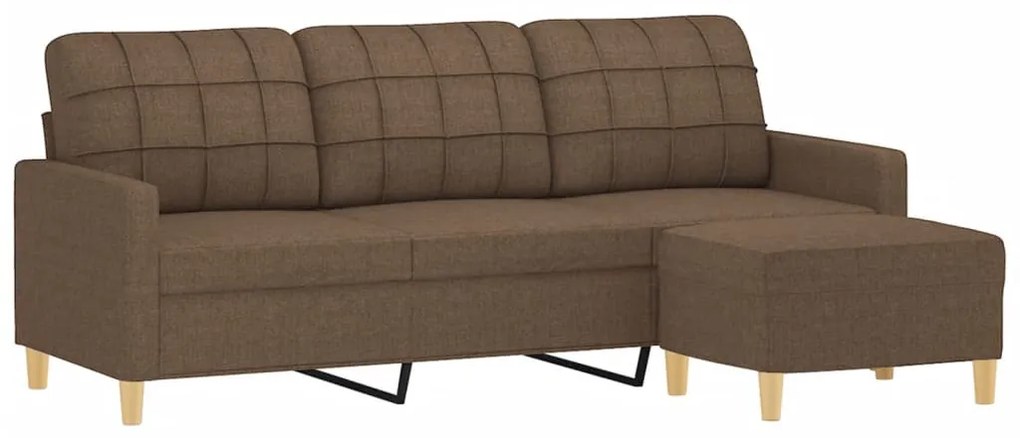 vidaXL 3 személyes barna szövet kanapé lábtartóval 180 cm