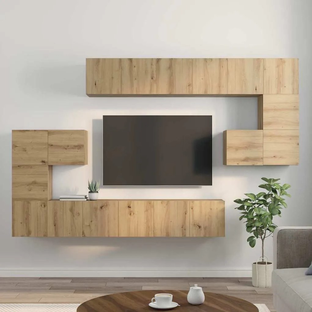 TV szekrény garnitúra 10 pcs kézműves tölgy 60 x 30 x 30 cm